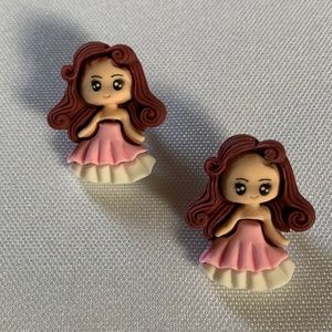 NWT. Handmade Pierced Earrings of Fancy Girls.  For ages 5 and up!